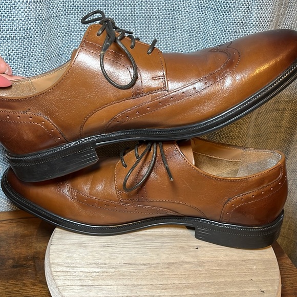 Nunn Bush Nelson Comfort 11‎ Cognac Oxford Lace Up Dress Shoes Wingtips Cushion - Picture 9 of 9
